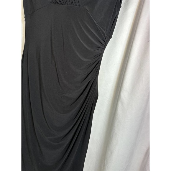 Lauren Ralph Lauren Black Sleeveless Stretch Jersey Dress Size 10 Ruched Holiday - Picture 2 of 7